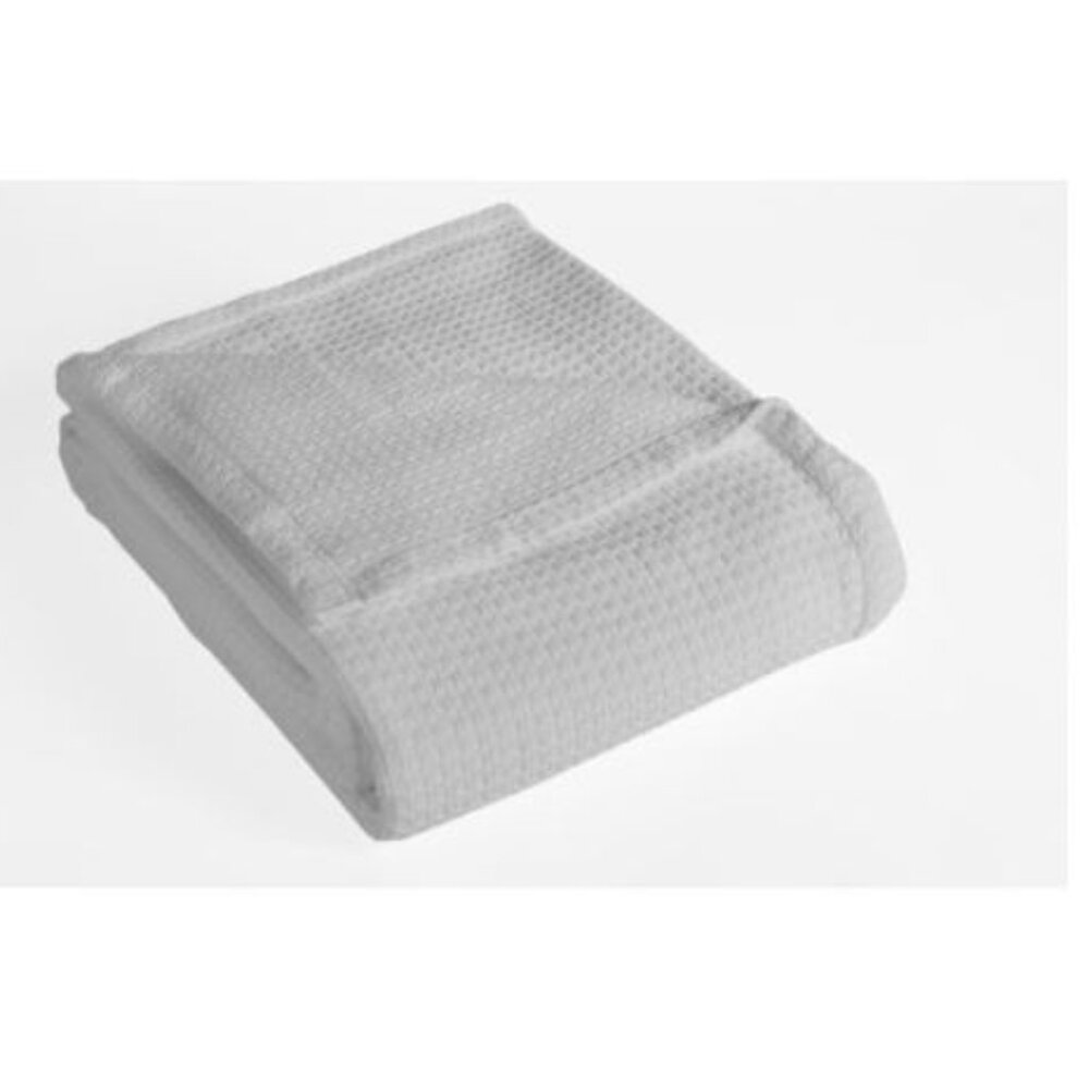 Beatrice Home Grand Hotel Waffle Knit Cotton Blanket, Twin - White
